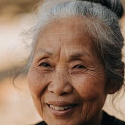 A smiling senior woman with gray hair